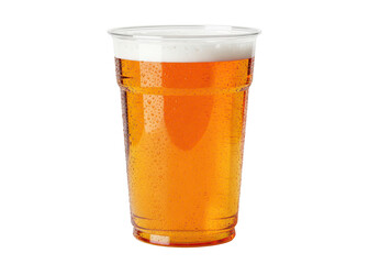 cold lager beer in a plastic pint cup for a festival or party