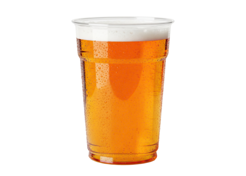 cold lager beer in a plastic pint cup for a festival or party - Powered by Adobe