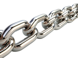 Obraz premium Closeup of a shiny metal chain link isolated on transparent background