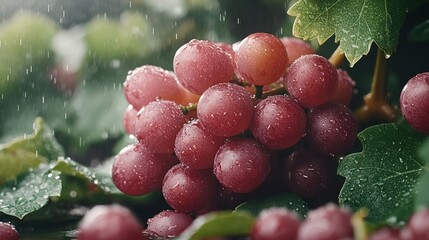 close-up of bunches of ripe purple grapes