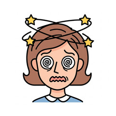 Vector of woman with dizziness stars