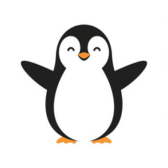 Minimal flat vector of smiling penguin standing
