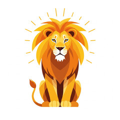 Flat vector of proud lion sitting with stylized mane