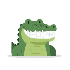 Minimal flat vector of smiling crocodile with teeth