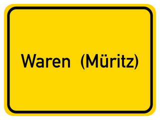 Illustration of a city entrance sign for the city of Waren (Müritz)