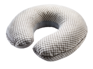Travel neck pillow with a checkered pattern, isolated on transparent background
