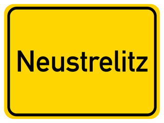 Illustration of a city entrance sign for the city of Neustrelitz