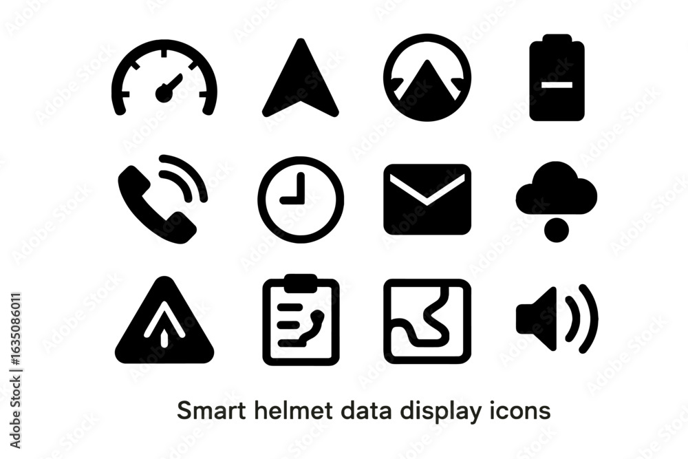 Poster icon speed vector log helmet sensor smart weather mission incoming icons arrow