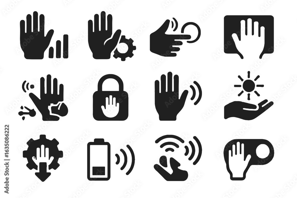 Poster futuristic vector motion toggle icon sensitivity wireless battery firmware icons haptic update