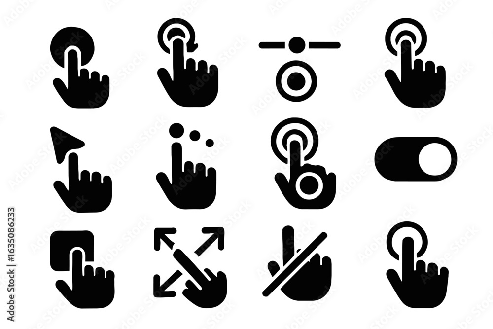 Poster icon virtual selection switch icons slider confirmation vector air control gesture