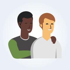 A character illustration of a black and white man's on the shoulder