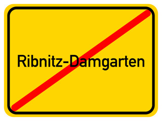 Illustration of a city exit sign for the city of Ribnitz-Damgarten