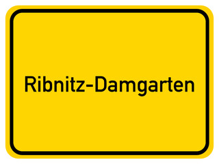 Illustration of a city entrance sign for the city of Ribnitz-Damgarten