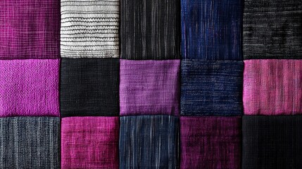 A vibrant patchwork of textured fabrics showcasing rich colors and intricate patterns for creative projects and design inspiration