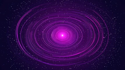 Fototapeta premium A mesmerizing spiral of glowing purple light, radiating from a central point amidst a vast starry galaxy backdrop, evoking a sense of cosmic wonder.