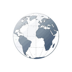 Fototapeta premium Simple, shaded world map illustration, showing continents and major lines.