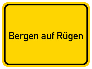 Illustration of a city entrance sign for the city of Bergen auf Rügen