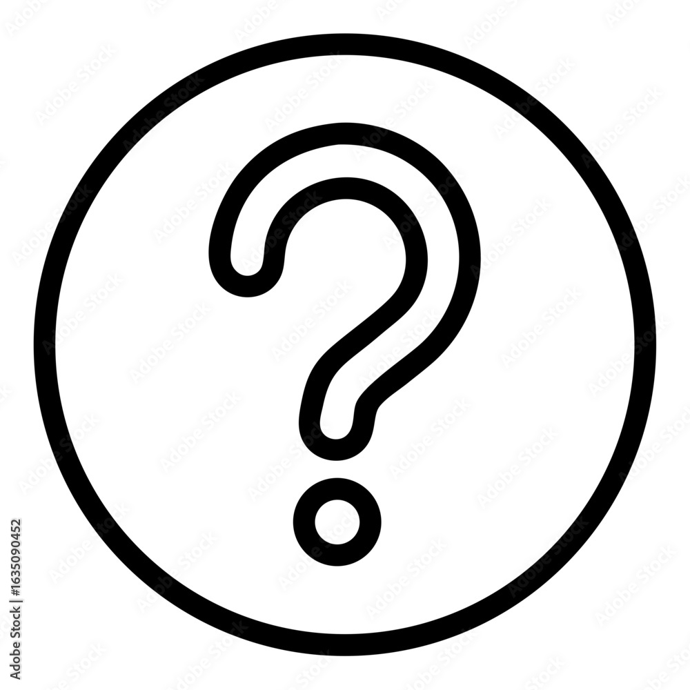 Poster question mark symbol in a simple line art style