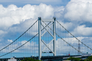 Fototapeta premium 関門橋と夏空の雲20250731