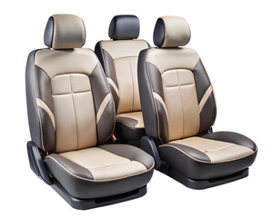 Obraz premium Two car seats and one back seat isolated on transparent background