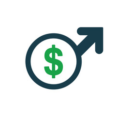 Fototapeta premium Male symbol with dollar sign inside representing financial success or earnings