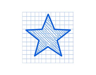 Obraz premium Hand-drawn star on grid paper