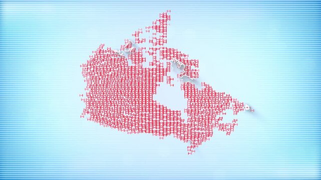 Canada Flags zooming in and Forming the country border map intro which is useful for news, political events, sports intros and presentation.