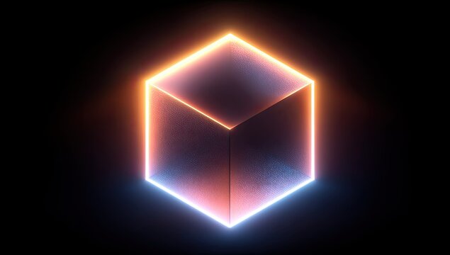 Glowing Hexagonal Prism on Black Background