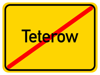 Illustration of a city exit sign for the city of Teterow