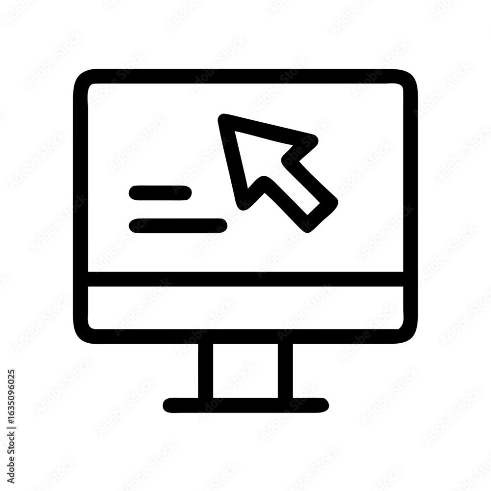 Poster computer screen with cursor icon vector illustration for website and graphic design element concept 