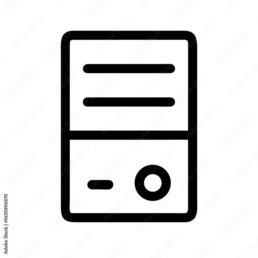 Poster server computer tower icon vector illustration for data storage and processing server hardware and i