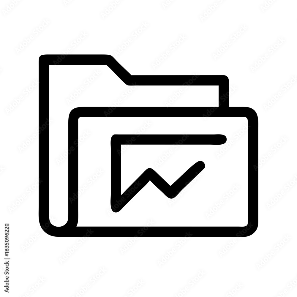 Poster a simple line drawing of a folder with a graph inside representing data and file management concept