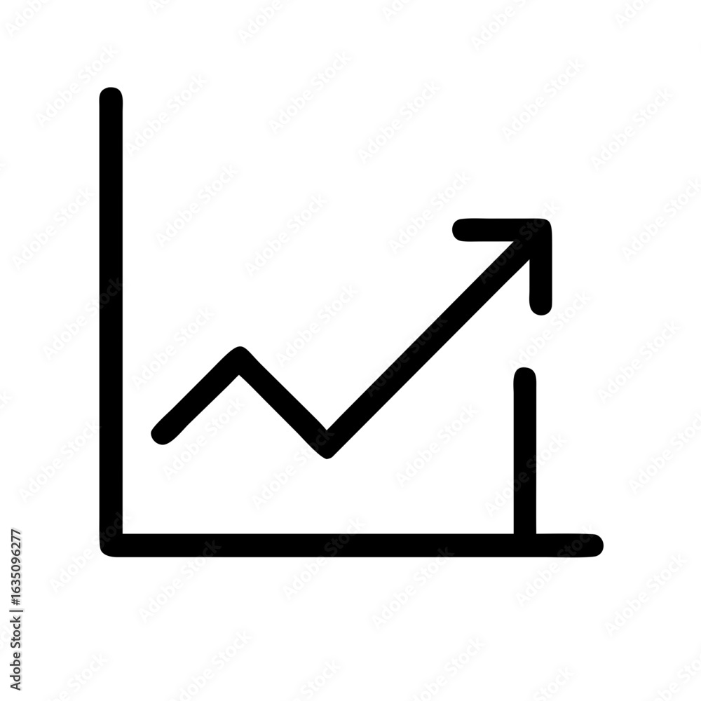 Poster a simple line graph depicting an upward trend with an arrow at the end indicating growth and progres