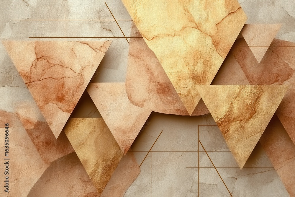 Poster modern abstract design featuring triangular shapes in warm tones