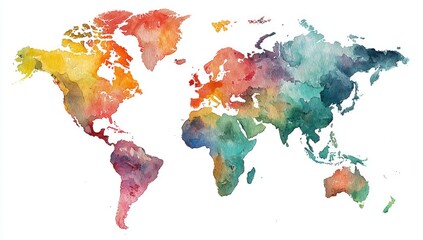 Colorful watercolor world map (1)