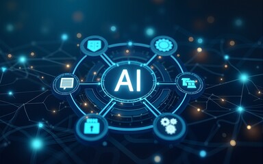 AI workflow automation artificial intelligence software interface nodes triggers data tool dashboard coding icon flow process technology 3d rendering. High quality