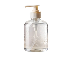 Hand sanitizer gel dispenser bottle with pump for hygiene and protection isolated on transparent background