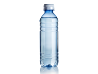A clear plastic bottle of water isolated on transparent background