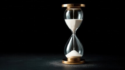 Elegant Hourglass Displaying Flowing Sand Against a Dark Background
