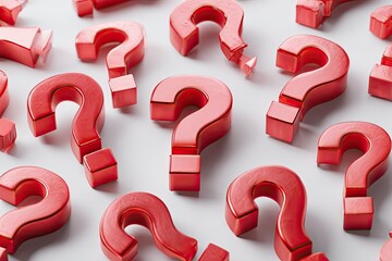 Red question marks on white