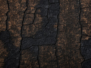 Verbrannte Textur: Asche, Risse und die Stille der Zerst&ouml;rung &ndash; Ein Abbild von Verfall und Transformation.