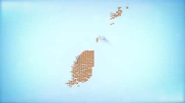 Grenada Flags zooming in and Forming the country border map intro which is useful for news, political events, sports intros and presentation.
