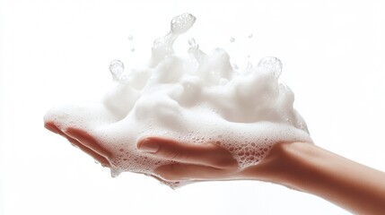 A hand holding a white foam