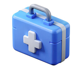 3d first aid kit with medical cross isolated on transparent background