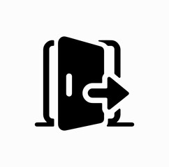 Obraz premium Logout Icon – Black Vector Arrow Exiting Box Silhouette