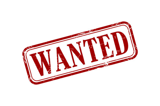 Red wanted stamp with grunge texture isolated object vector illustration