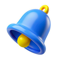 3d icon of blue notification bell isolated on transparent background