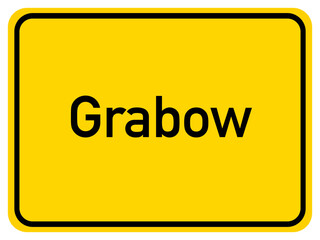 Illustration of a city entrance sign for the city of Grabow
