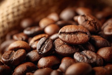 Naklejka premium Close-up of roasted coffee beans (2)