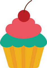 Cute cupcake icon with cherry